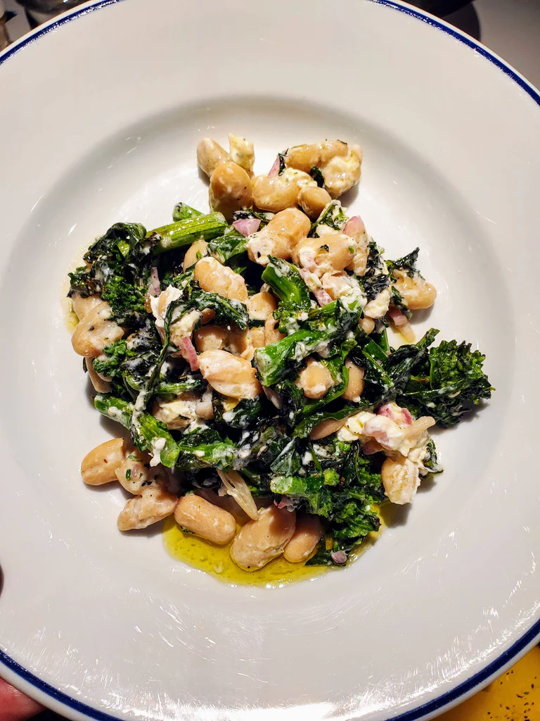 Grilled Broccoli Rabe, Cannellini Beans and Goat Cheese Salad American Vinegar Works