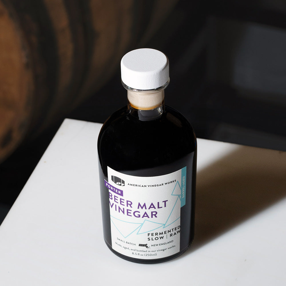 Bottle: PORTER BEER MALT VINEGAR AMERICAN VINEGAR WORKS FERMENTED SLOW RAW SMALL BATCH NEW ENGLAND 8.5 fl oz (250ml)
