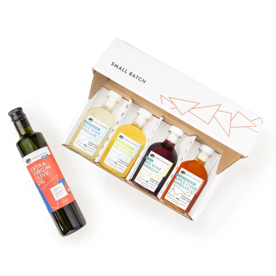 Small Batch collection: Extra Virgin Olive Oil and four assorted artisan vinegars.