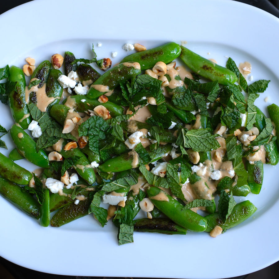Sugar Snap Pea Salad on White Plate