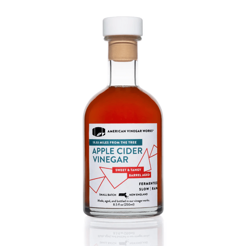 American Vinegar Works Apple Cider Vinegar with a white & red 