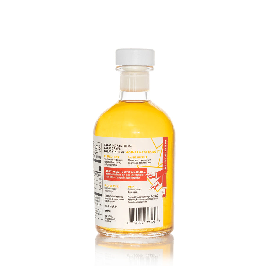 California Sherry Vinegar back of bottle