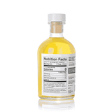 Side view of 8.5oz Chardonnay Tarragon Vinegar bottle, showing nutrition facts, white background.