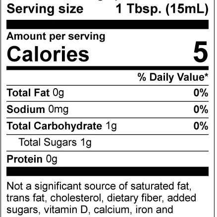 19.53 Miles From The Tree Apple Cider Vinegar Nutrition Facts label panel — raw ACV