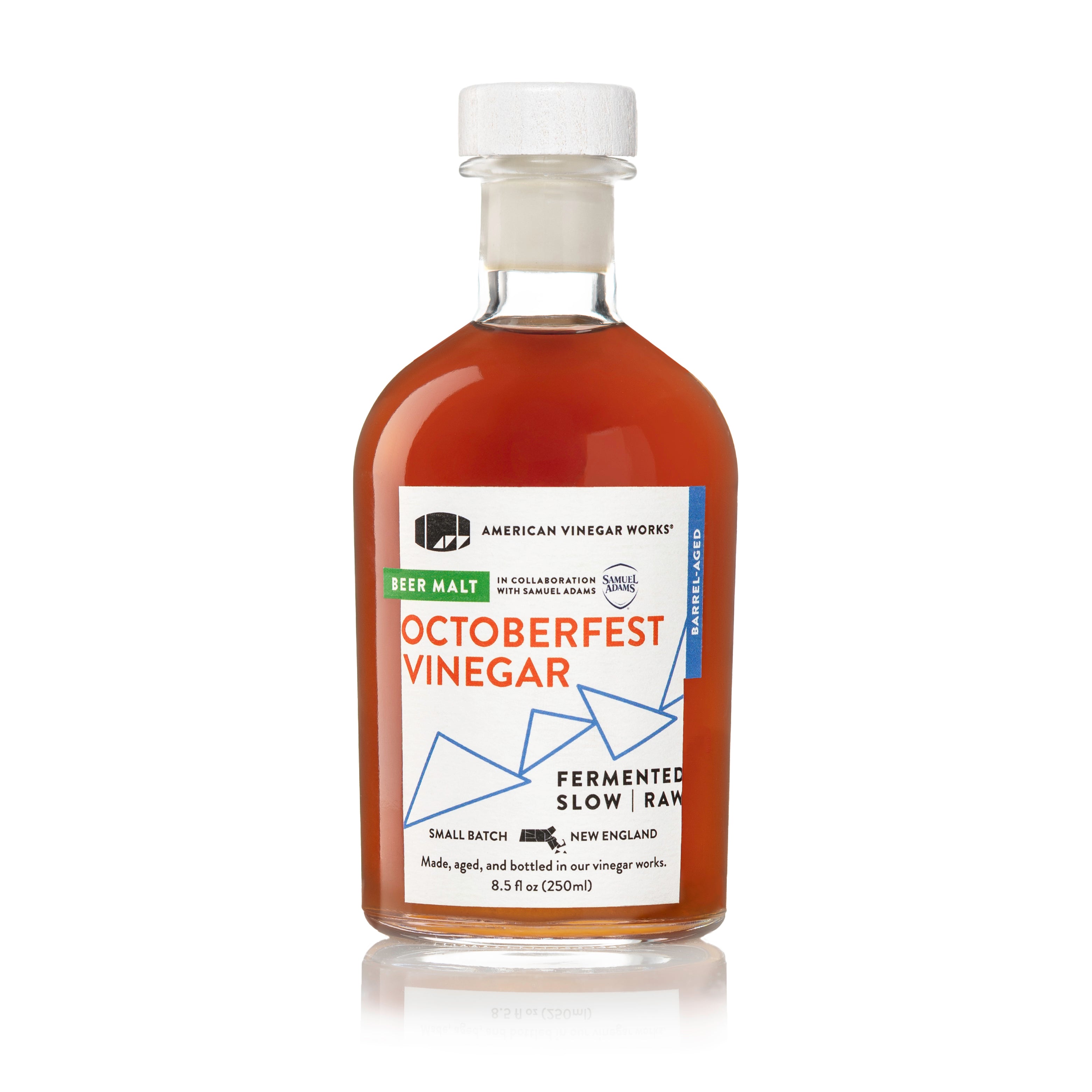Bottle of Octoberfest Beer Malt Vinegar with a label on a white background
