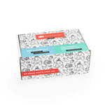 A square-cropped angled shot of the closed American Vinegar Works Jam Gift Set box, showcasing its black and white illustrated packaging.