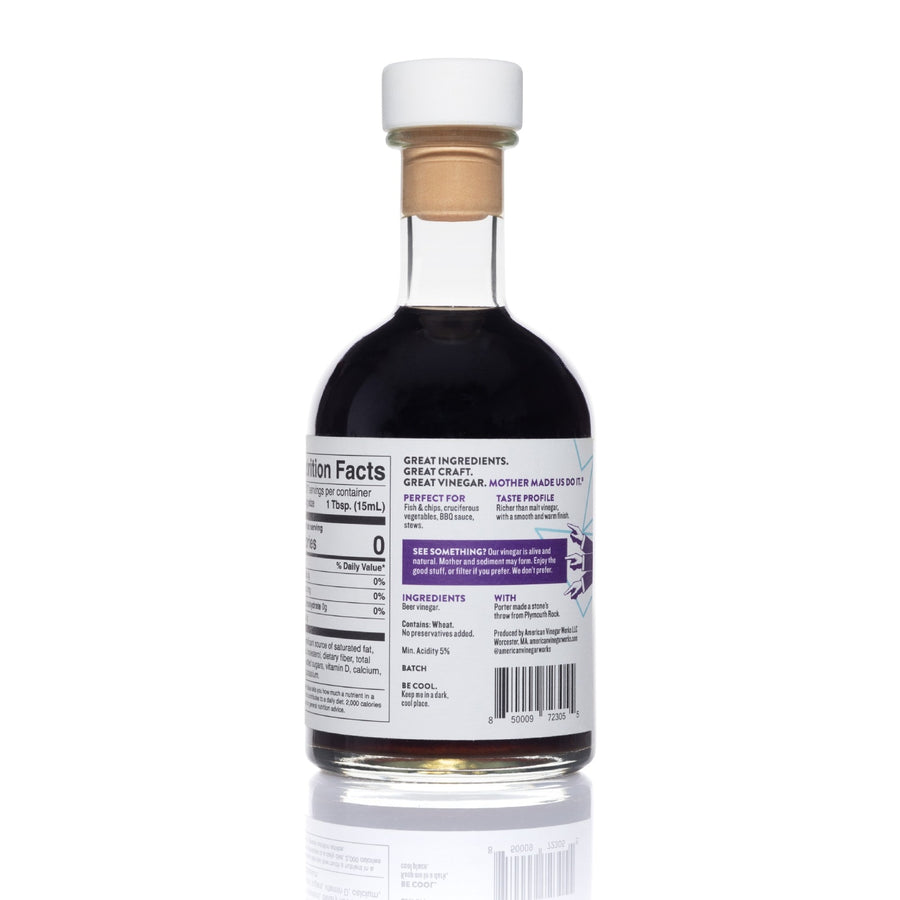 Porter Beer Malt Vinegar 250ml bottle back view — craft malt vinegar