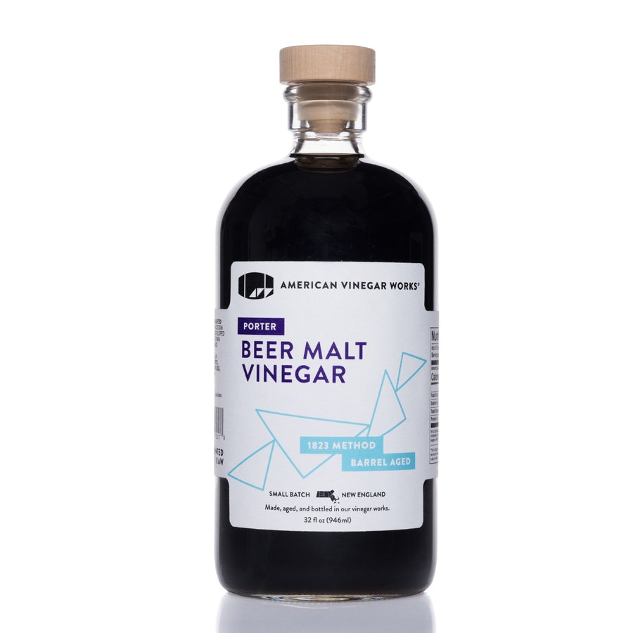 Porter Beer Malt Vinegar 32oz bottle front view — craft malt vinegar